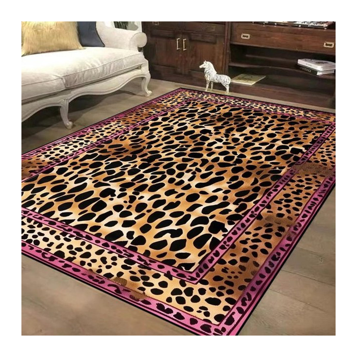 Karpetti Teppich im nordischen Stil mit Leopardenmuster aus weichem Flanell, rutschfest und pflegeleicht, B/T: 140 x 200 cm - Bild 1