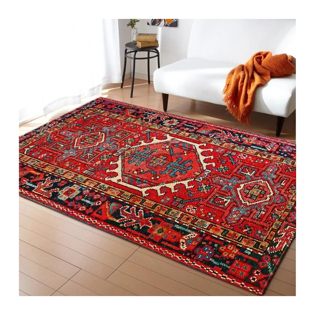 Karpetti Teppich im Persischen Stil mit abstraktem Blumenmuster, Anti-Rutsch-Bodenmatte für Wohnzimmer, Schlafzimmer oder Küche, B: 120 cm, T: 160 cm - Bild 1