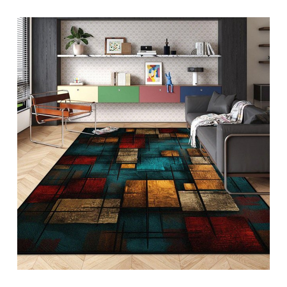 Karpetti Teppich in abstraktem Design, weich und waschbar, B/B/H: 60 x 90 cm - Bild 1