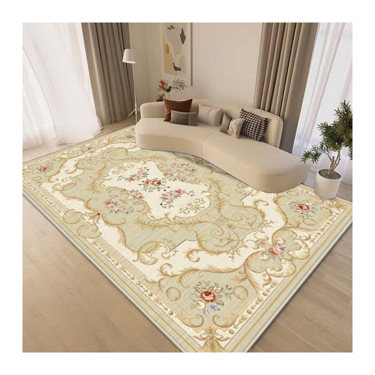 Karpetti Teppich in Gold im chinesischen Stil, weich und rutschfest, B/T: 160 x 230 cm - Bild 1