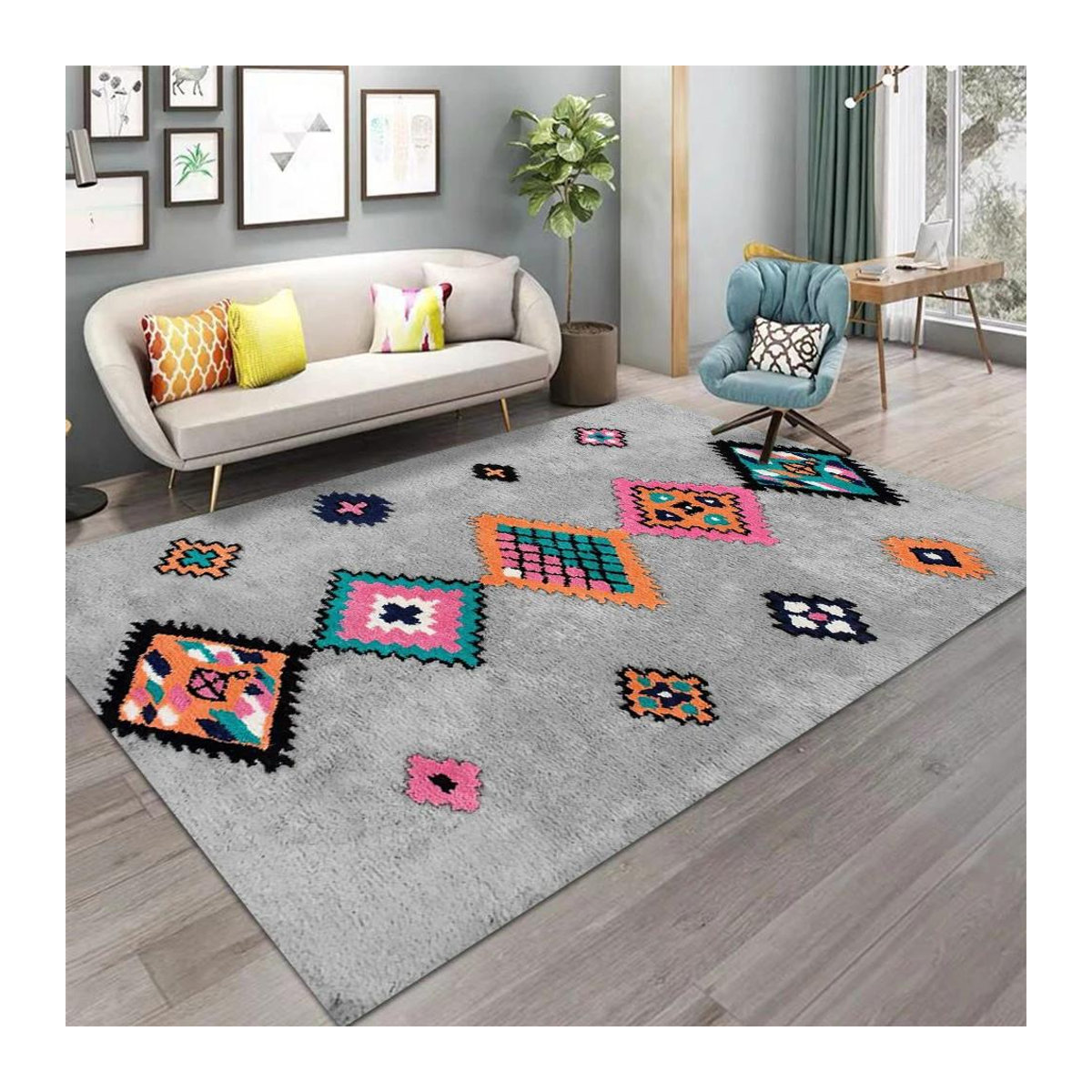 Karpetti Teppich in Grau im Böhmisch-Nordischen Stil für Wohnzimmer und Schlafzimmer B/B: 80 x 120 cm - Bild 1