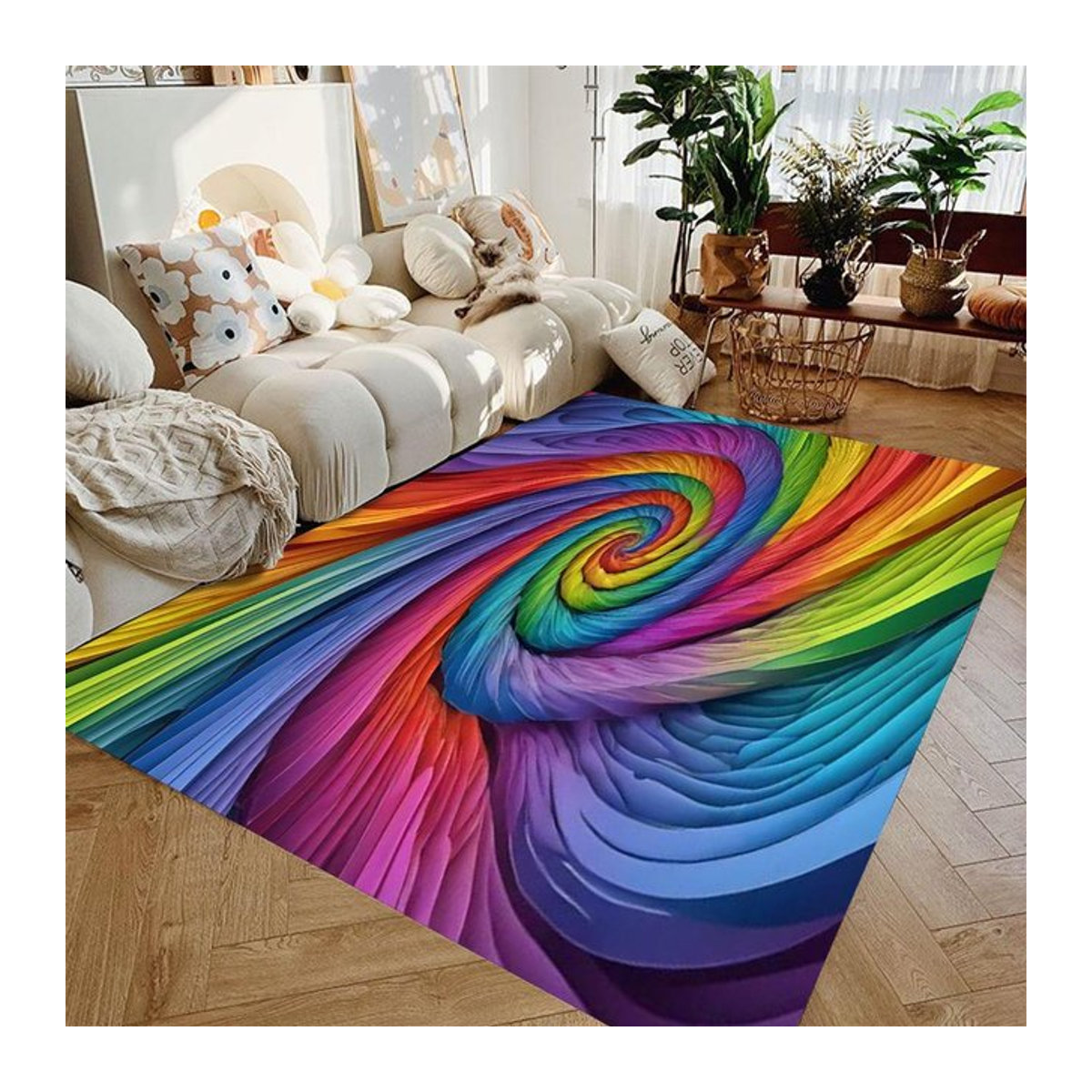 Karpetti Teppich mit abstraktem Spiral-Design in Mehrfarbig, B/B: 120 x 160 cm - Bild 1