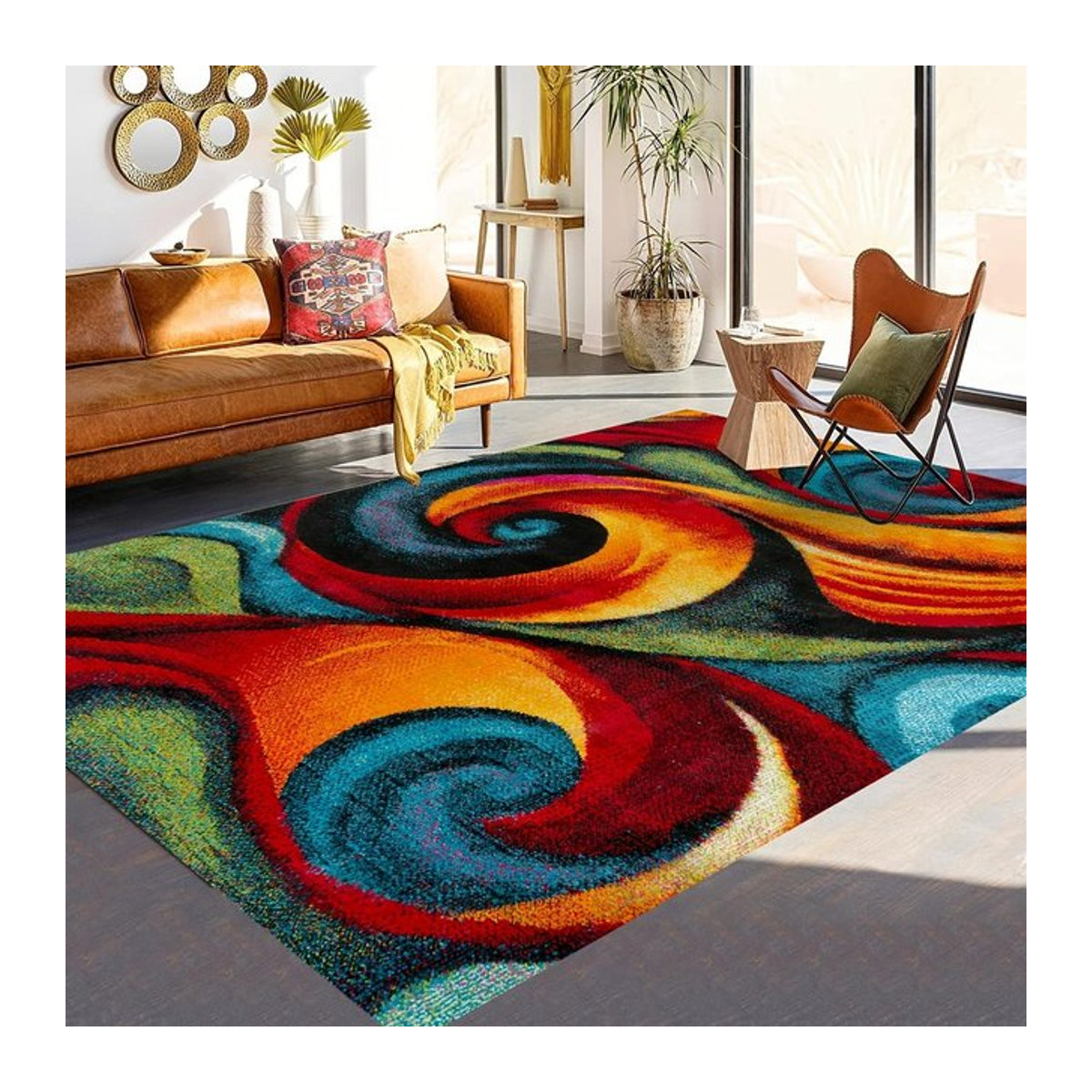 Karpetti Teppich mit abstraktem Spiral-Design in Mehrfarbig, B/T: 80 x 50 cm - Bild 1