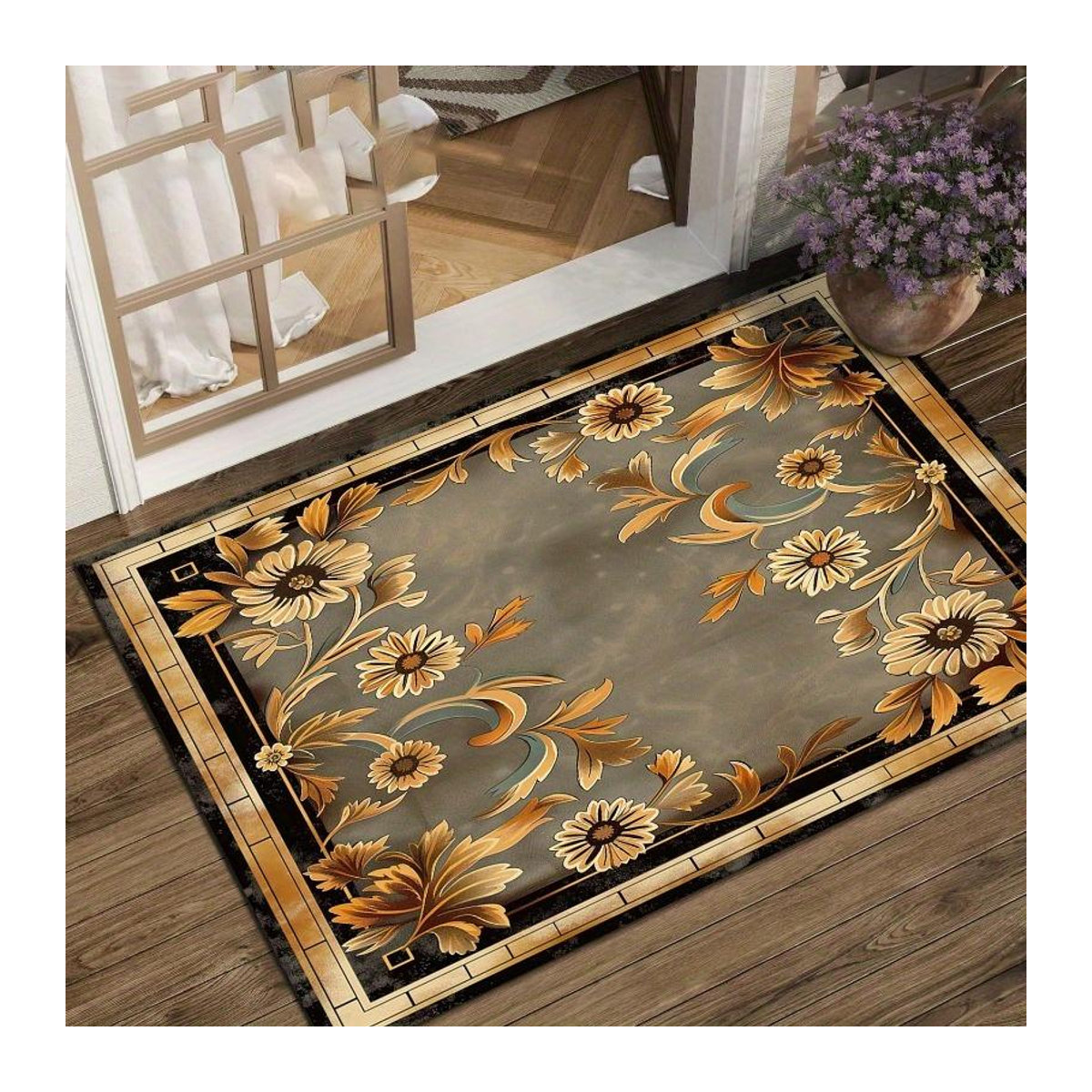 Karpetti Teppich mit Chrysanthemen-Design und rutschfester Rückseite, B/T: 60 x 40 cm - Bild 1