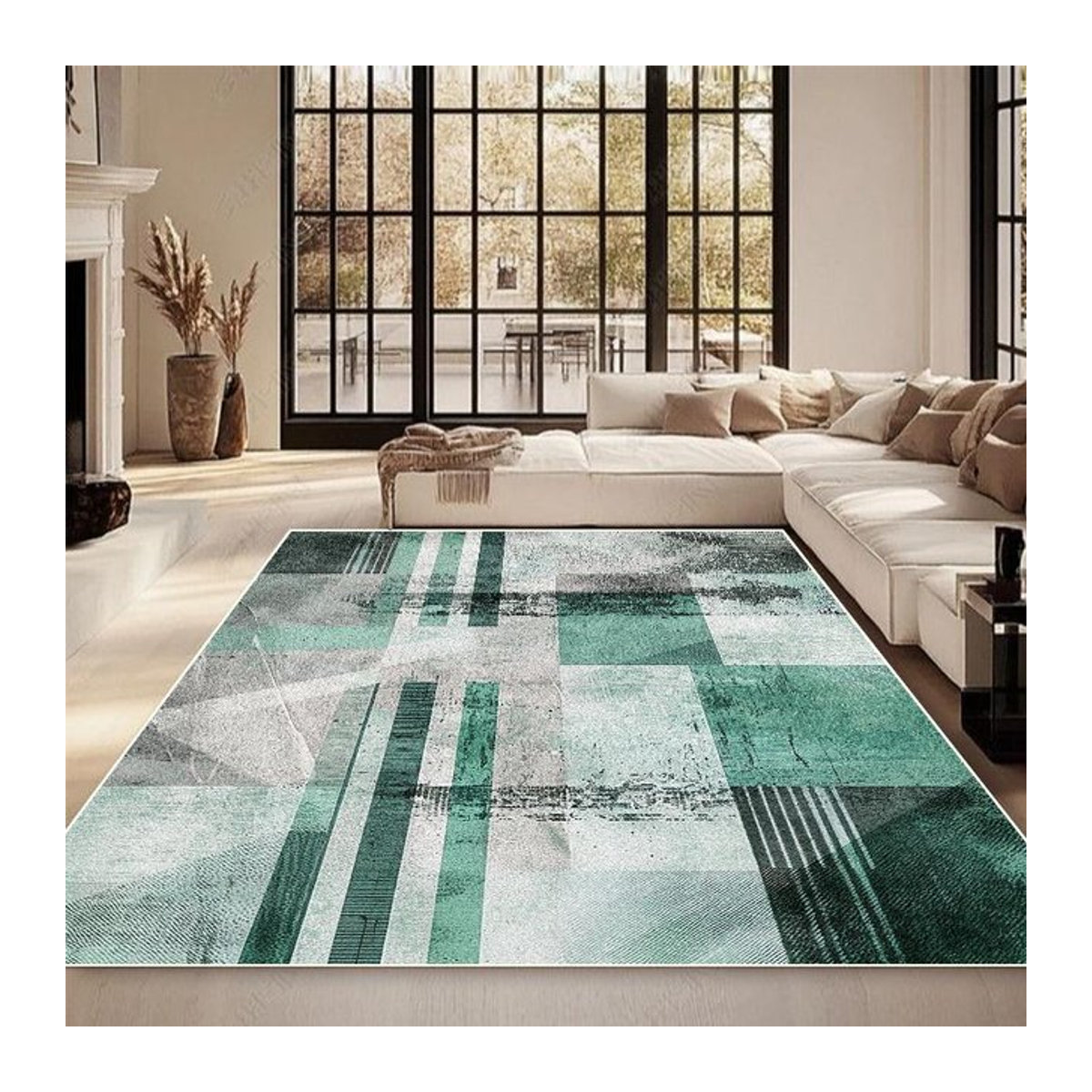 Karpetti Teppich mit geometrischem Design für Wohnzimmer und Schlafzimmer, rutschfest und plüschig, B/T: 100 x 200 cm - Bild 1