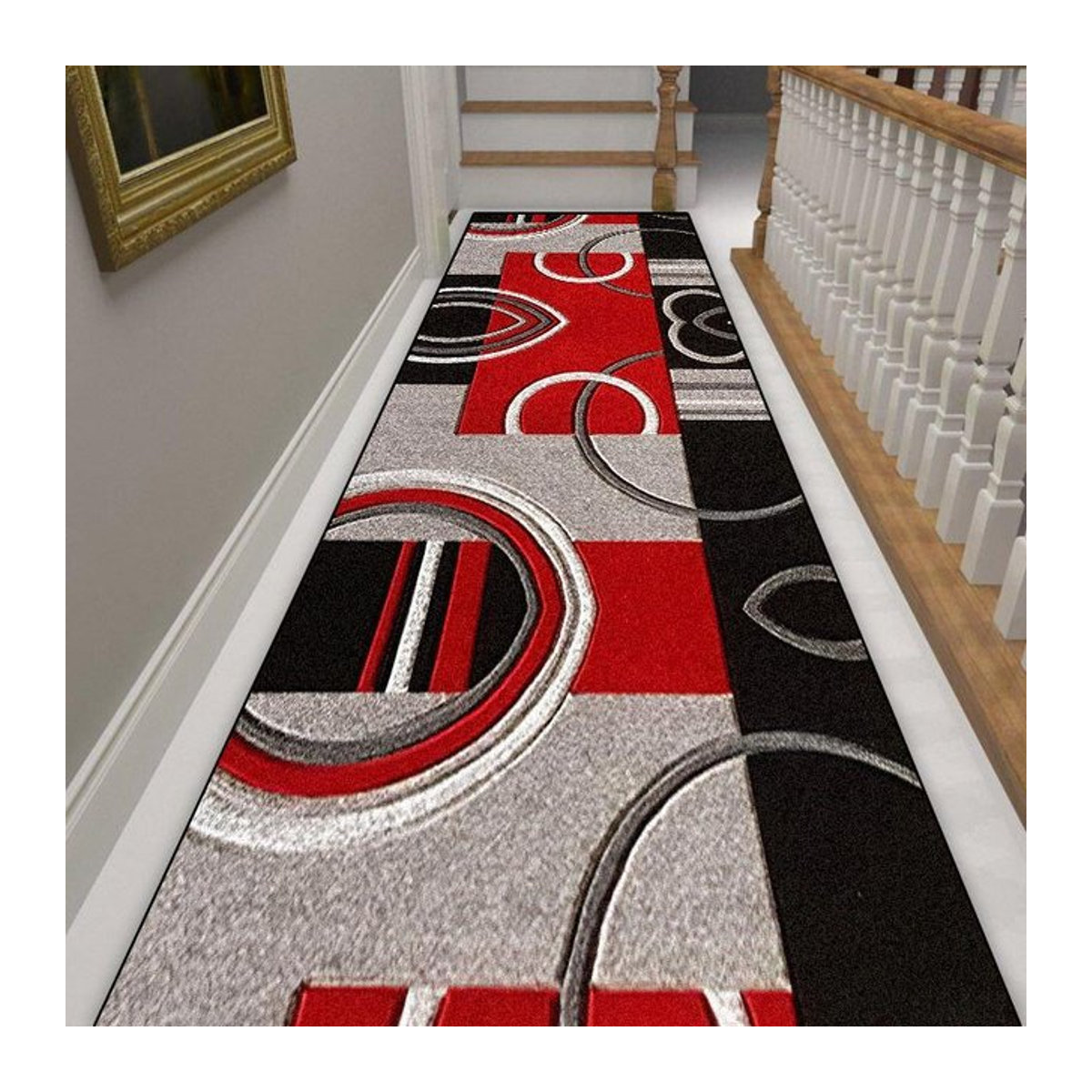 Karpetti Teppichläufer mit geometrischem nordischem Design, rutschfest und waschbar, B/T: 160 x 200 cm - Bild 1