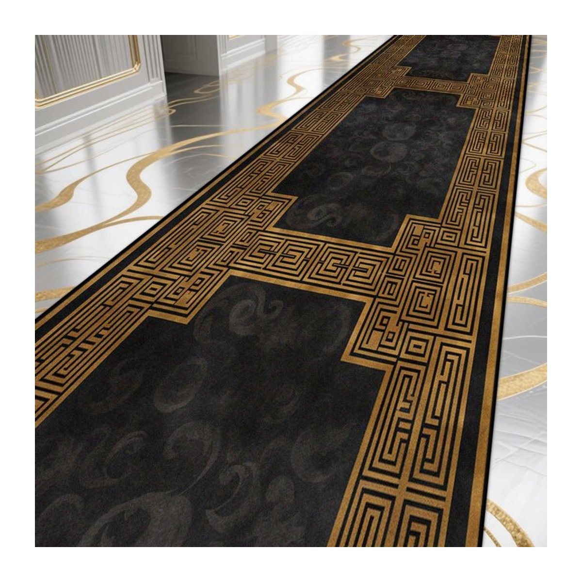 Karpetti Teppichläufer Wilton Schwarz Rutschfest und Waschbar B/B: 90 x 200 cm - Bild 1