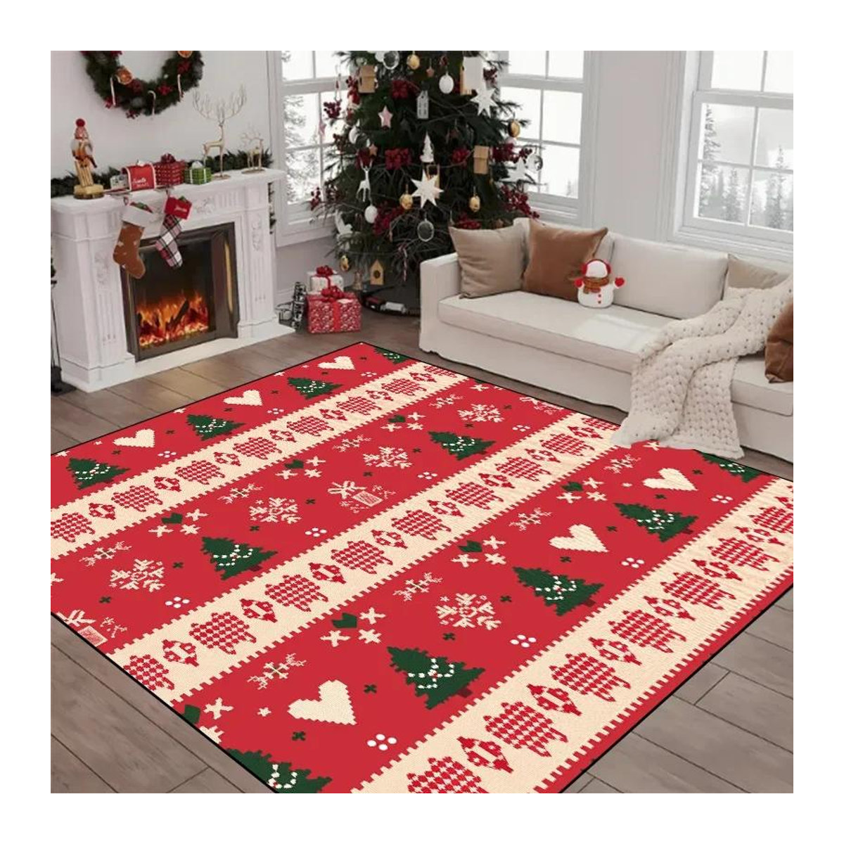 Karpetti Weihnachts Teppich Rutschfest und Weich für Wohnzimmer und Schlafzimmer B/B: 60 x 90 cm - Bild 1