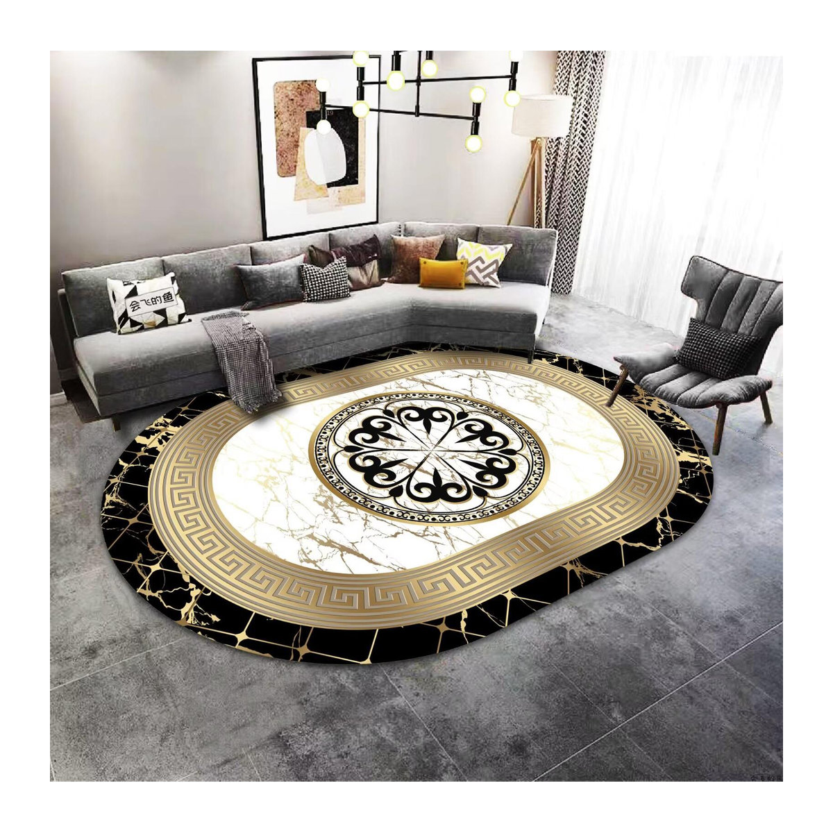 Karpetti Wilton Ovaler Teppich in Gold für Wohnzimmer und Schlafzimmer B/T: 230 x 160 cm - Bild 1