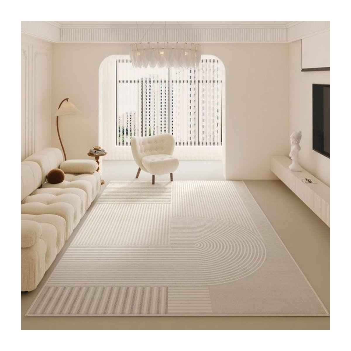 Karpetti Wilton Wohnzimmerteppich minimalistisch cremefarben B/T: 160 x 80 cm - Bild 1