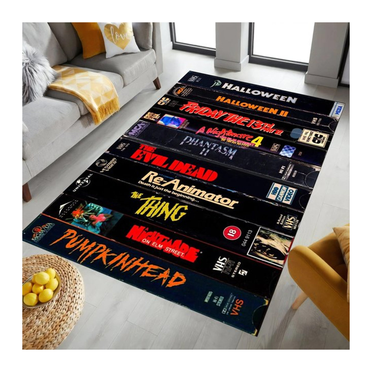 Karpetti Wohnzimmerteppich Horrorfilm Design, bunter Kunstteppich in Schwarz Multicolor, rutschfest, B/B: 60 x 40 cm - Bild 1