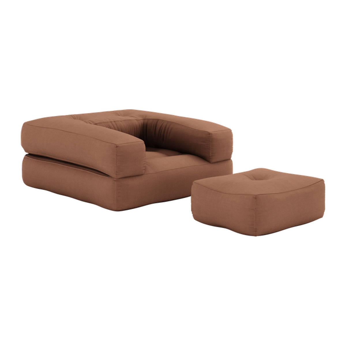 Karup Cube Sessel in Braun mit minimalistischem Stoffbezug und Polsterung - Bild 1