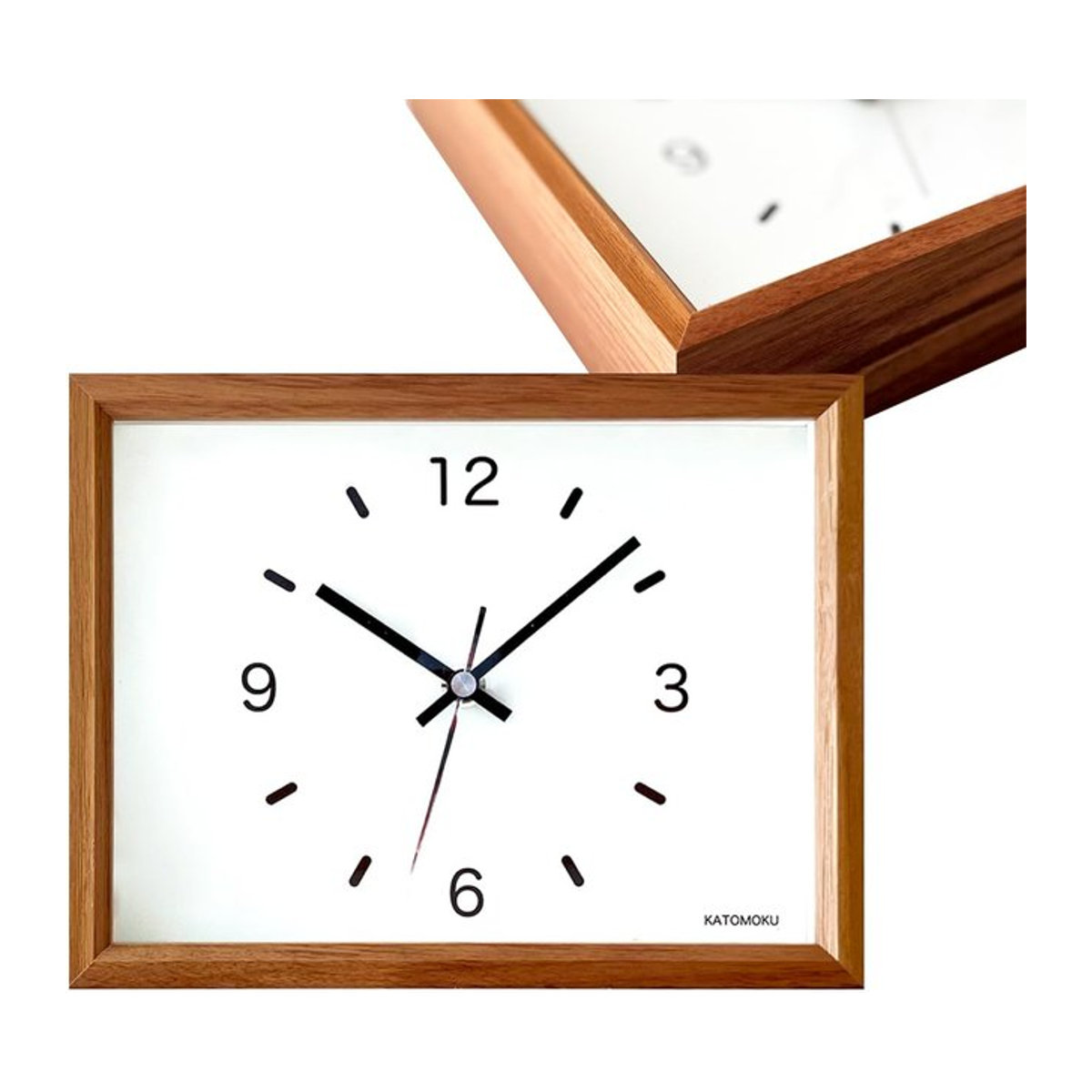 KATOMOKU Dual Use Clock 2 Wanduhr km-53WA in Walnuss mit permanentem Sekundenzeiger und nahezu geräuschlosem Analogwerk, B/H/T: 22 x 17 x 5 cm - Bild 1