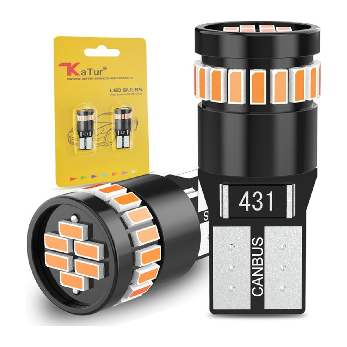 Katur 2er Set T10 W5W LED Canbus Fehlerfrei 194 168 3014 24SMD Auto Innenbeleuchtung 12V DC in Weiß Rot Gelb - Bild 1
