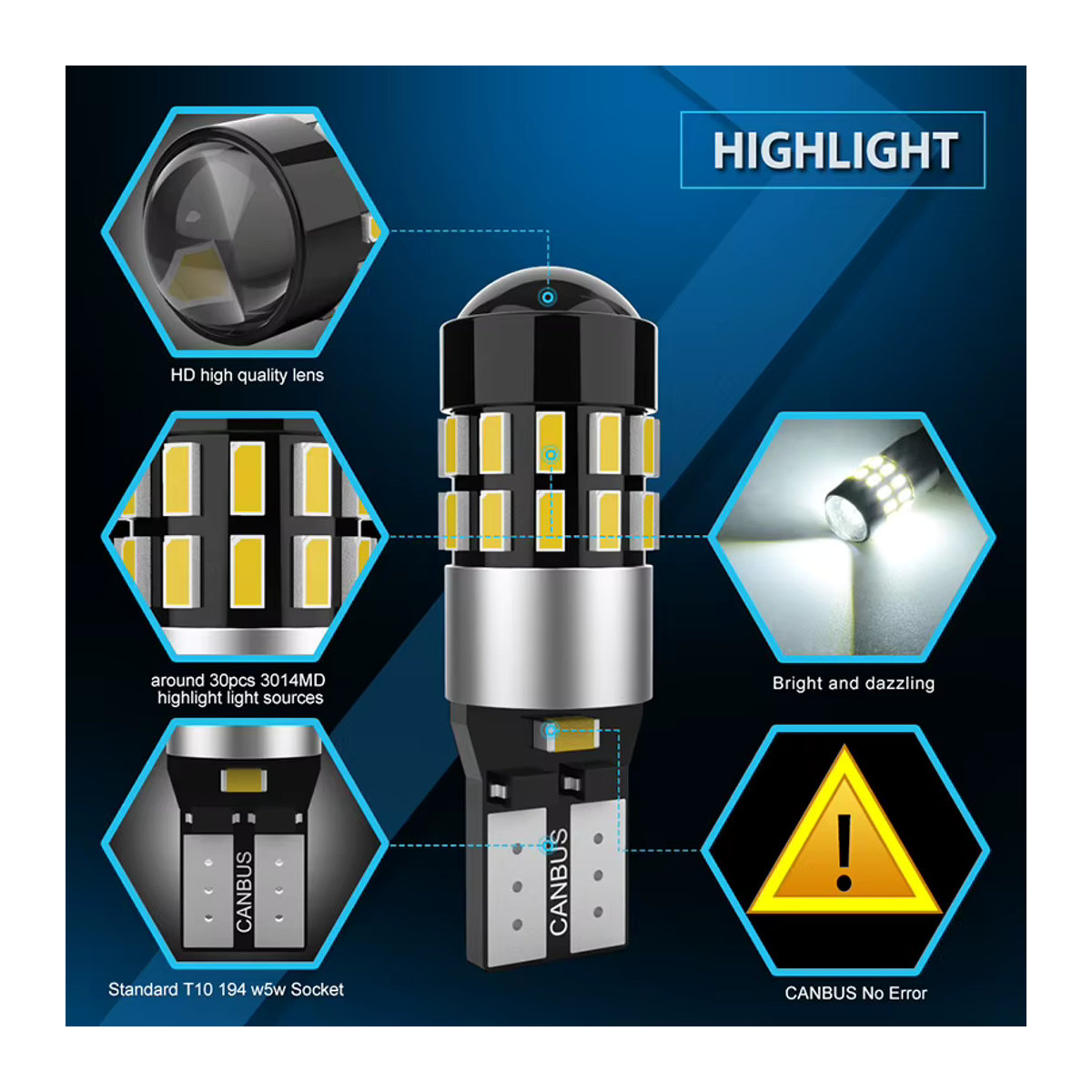 KaTur 2er Set T10 W5W LED Lampen CANBUS 30SMD für VW Passat B5 B6 B7 Golf 4 5 6 7 Jetta MK4 MK5 Innenraum und Kartenleser Licht - Bild 3