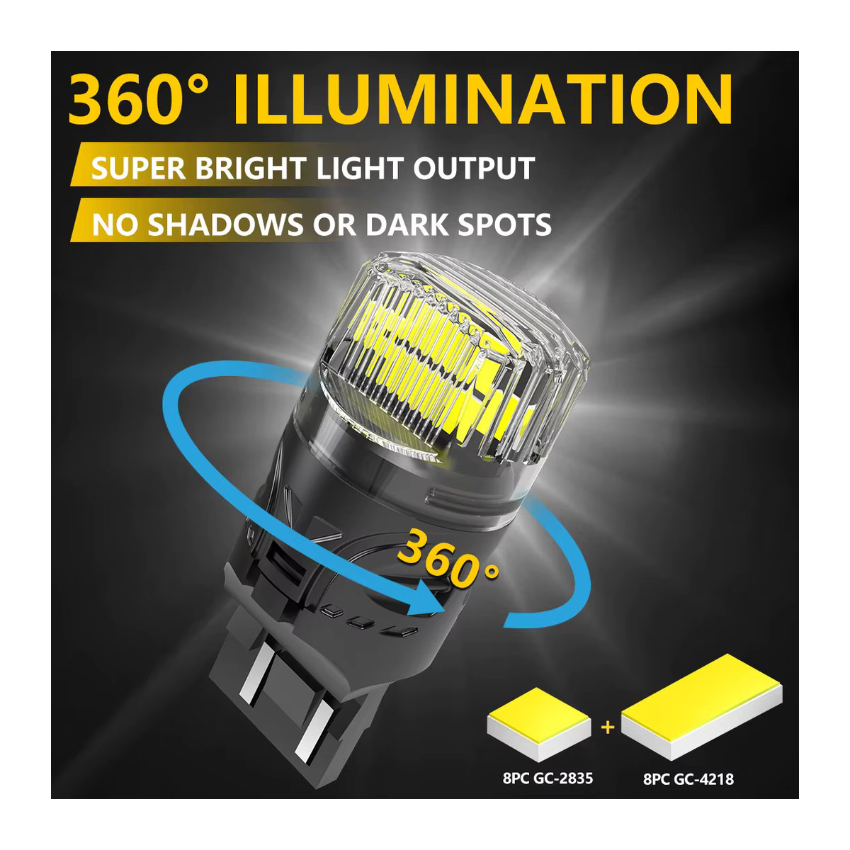 KaTur 2er Set T20 7443 LED Canbus Lampen für Rückfahrlicht und DRL passend für Toyota Corolla Camry BMW - Bild 3