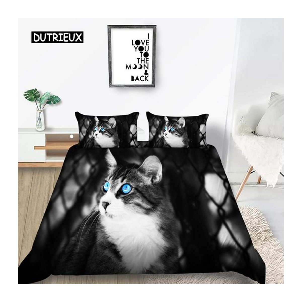 Katzen Bettwäsche Set aus Mikrofaser mit niedlichem Kätzchen Druck für Kinder und Teenager, B/H: 135 x 200 cm - Bild 1