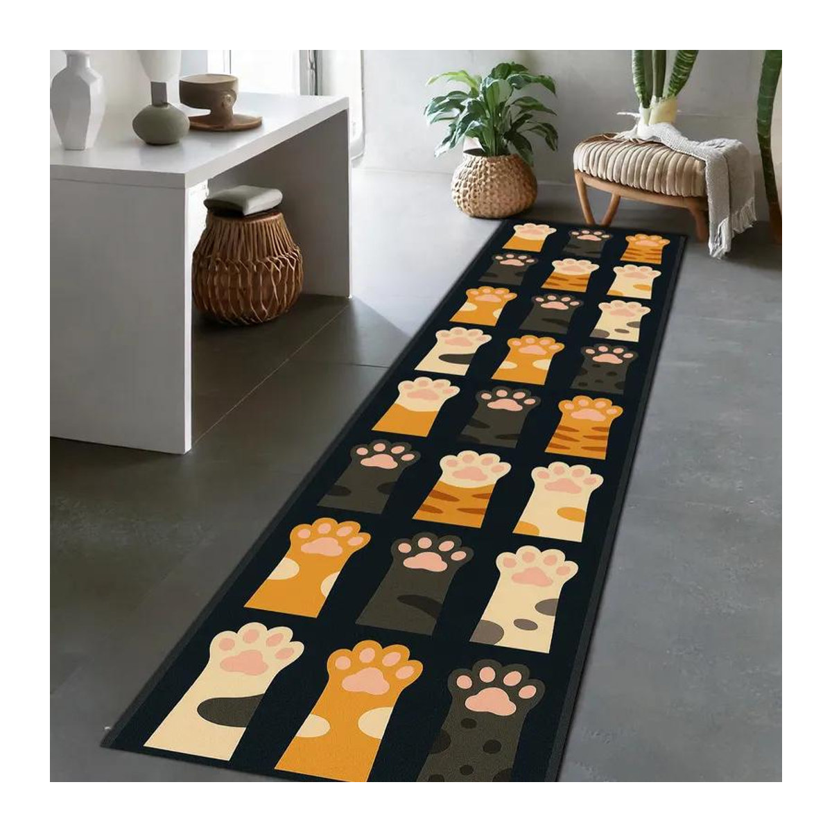 Katzen Pfote Teppich Läufer Multicolor B/T/H: 120 x 40 cm - Bild 1