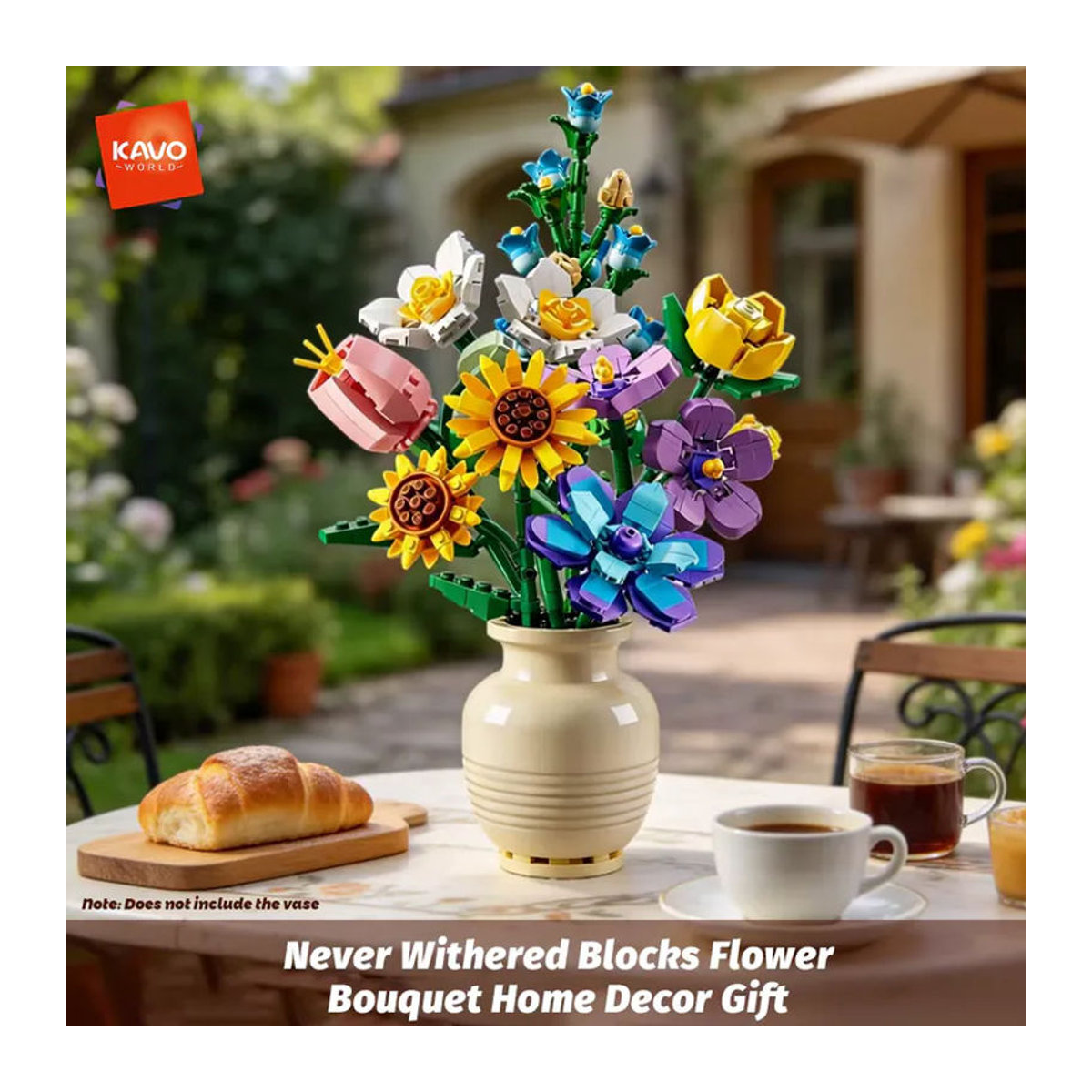 KAVOWORLD Blumenstrauß Baustein-Set 843-teilig, Mehrfarbiges STEM-Spielzeug aus Kunststoff für die Heimdekoration - Bild 2