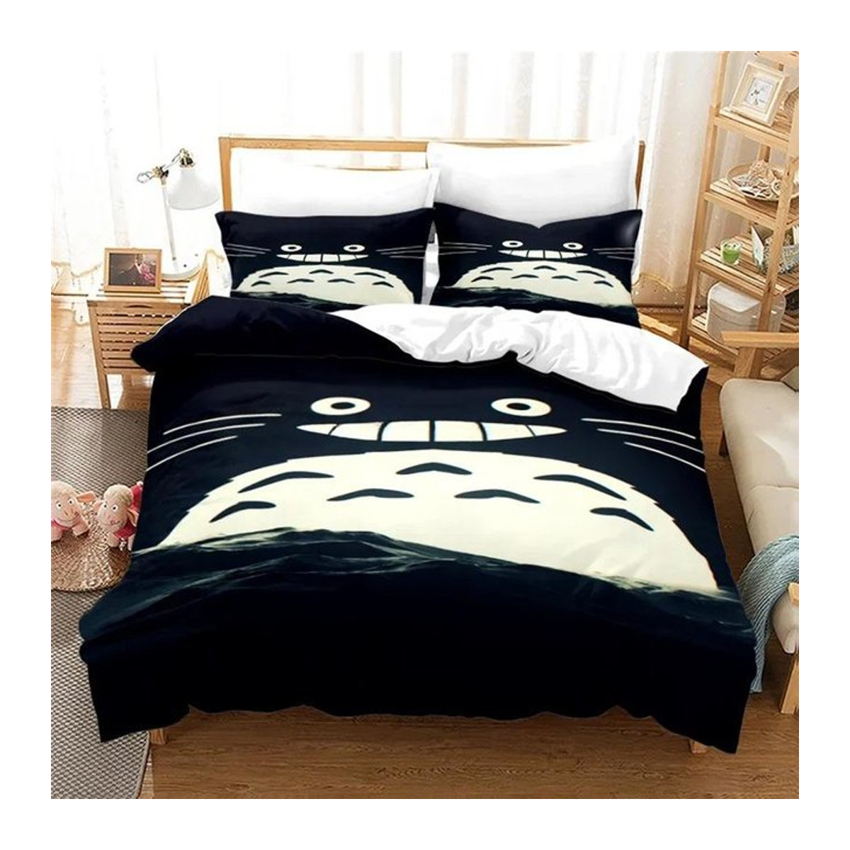 Kawaii Anime Bettwäscheset mit Bettbezug und Kissenbezug T-Totoroe für Kinder und Erwachsene, Größe: 70 x 133 cm - Bild 1