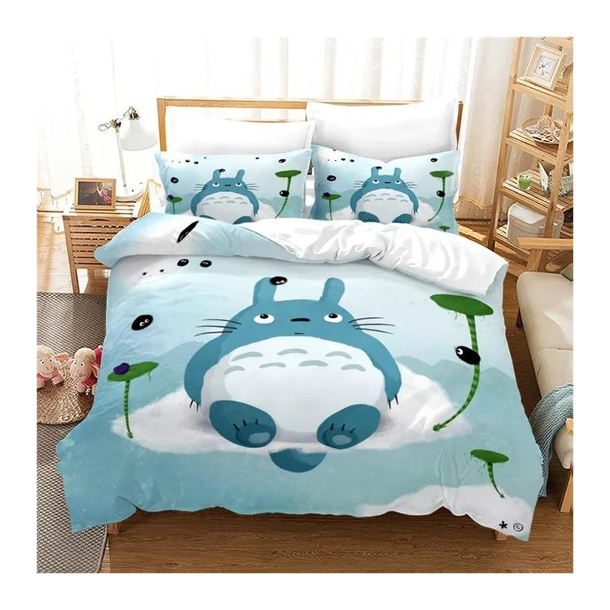 Kawaii Anime Bettwäscheset T-Totoroe mit Bettbezug und Kissenbezug für Kinder und Erwachsene, Größe: 70 x 133 cm - Bild 1