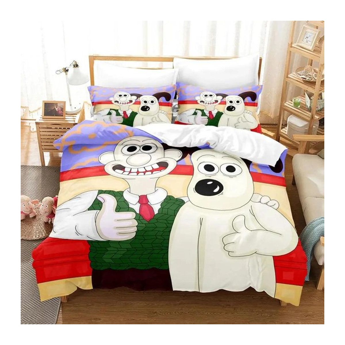 Kawaii Gromit Bettwäsche-Set mit Anime-Print für Einzelbetten, Bettbezug und Laken, B/H: 135 x 200 cm - Bild 1
