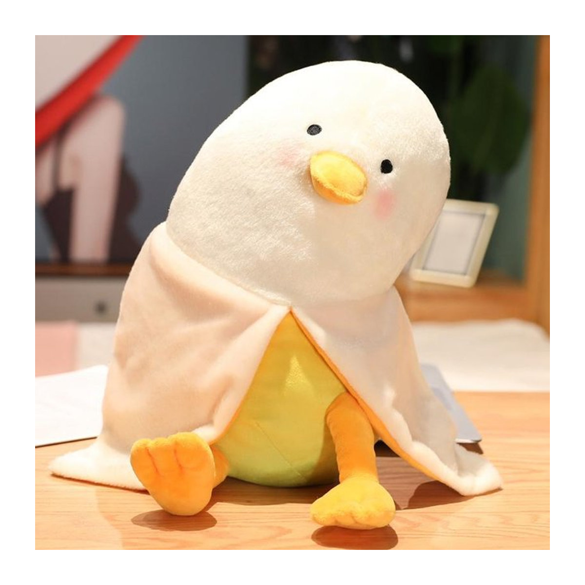Kawaii Mango-Enten-Plüschkissen in Gelb, weiches Cartoon-Schlafkissen als Dekoration für Sofa und Bett, ideal als Geschenk für Kinder, 35 cm - Bild 1