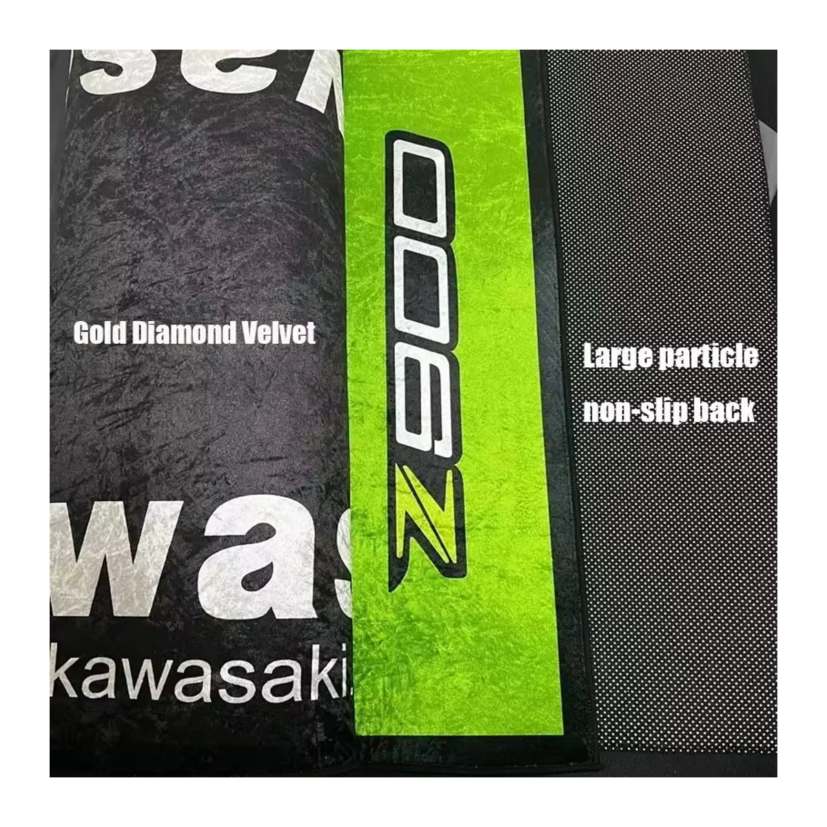 Kawasaki Motorrad Garage Matte Anti-Rutsch Boden Teppich in Schwarz und Grün - Bild 3
