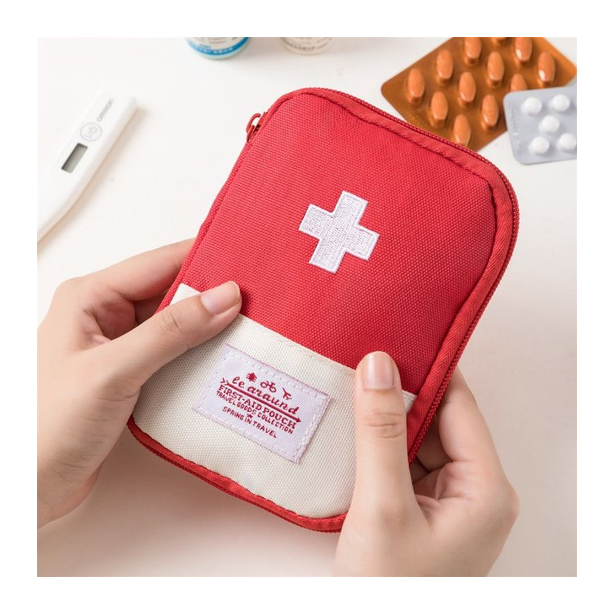 Kaxitex Tragbare medizinische Notfalltasche für Geschäftsreisen und den Außenbereich in Rosa und Rot - Bild 1