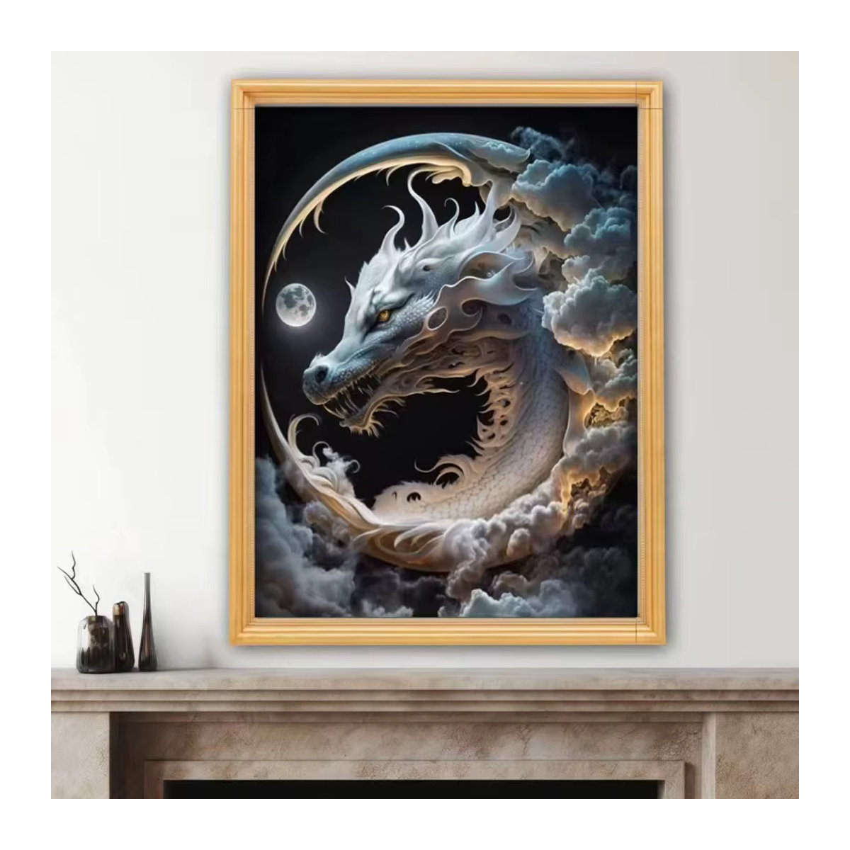 KAYOU 5D-Diamantgemälde Drache und Mond zum Selbermachen mit Metall-Elementen und Gelee-Steinen in Mehrfarbig - Bild 2