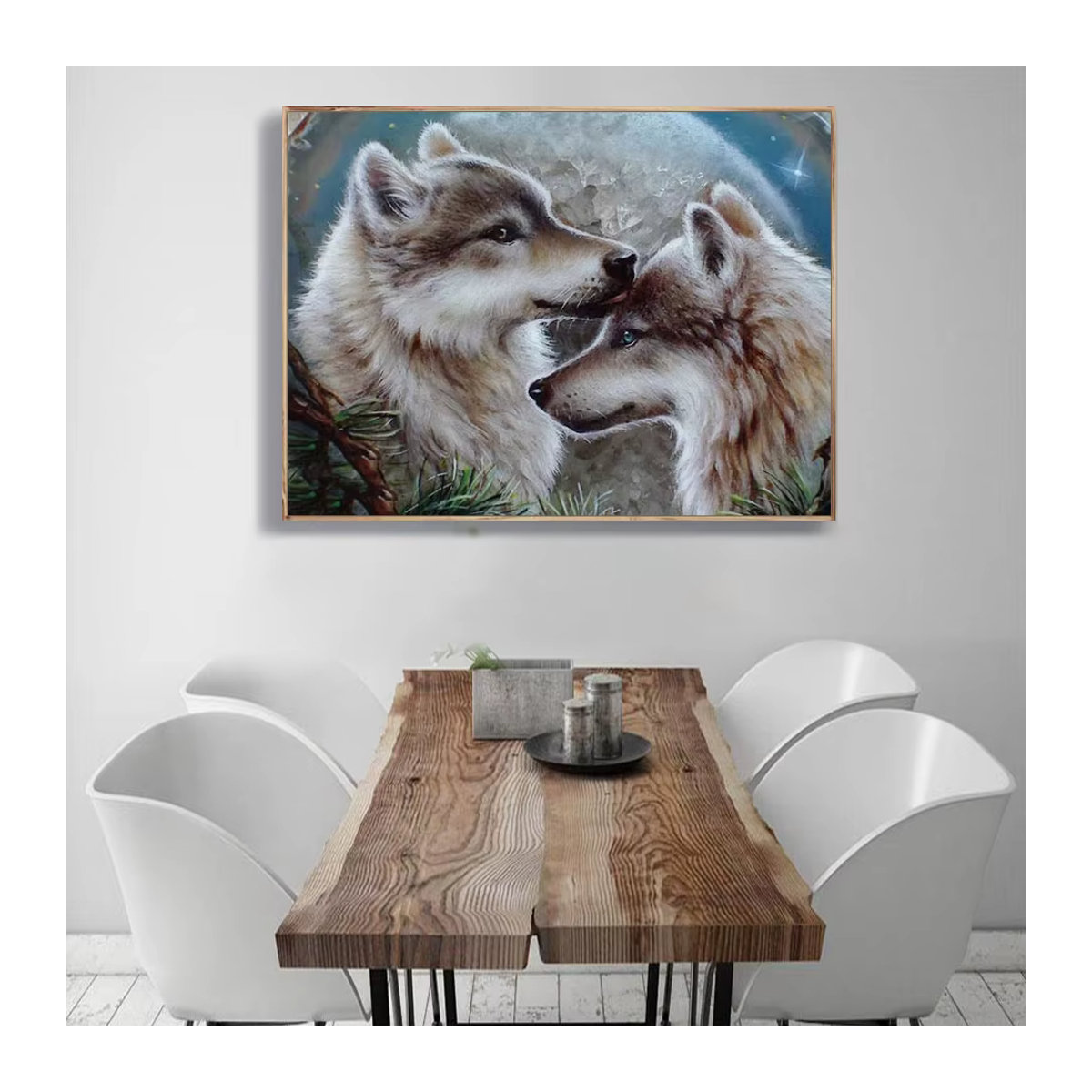 KAYOU 5D-Diamantgemälde Wolf als Kreuzstich-Set mit runden Strasssteinen in Mehrfarbig - Bild 2