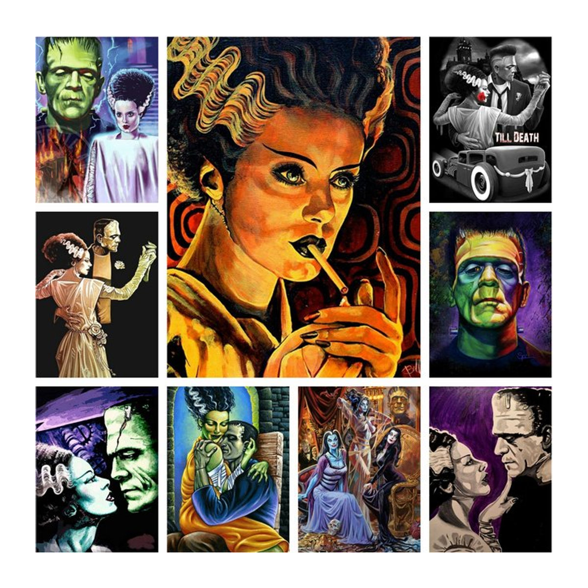 KAYOU Braut von Frankenstein 5D DIY Diamant Malerei Mosaik Horror Film Diamant Stickerei mit runden Bohrern in Mehrfarbig für Halloween Home Decor - Bild 1