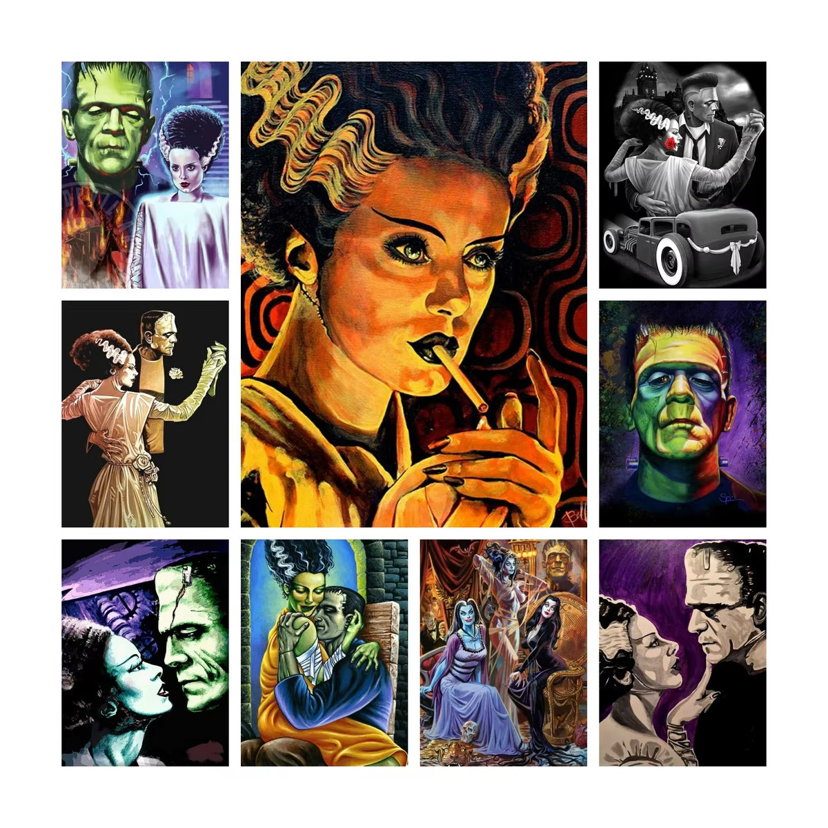 KAYOU Braut von Frankenstein 5D DIY Diamant Malerei Mosaik Horror Film Diamant Stickerei mit runden Bohrern in Mehrfarbig für Halloween Home Decor - Bild 4