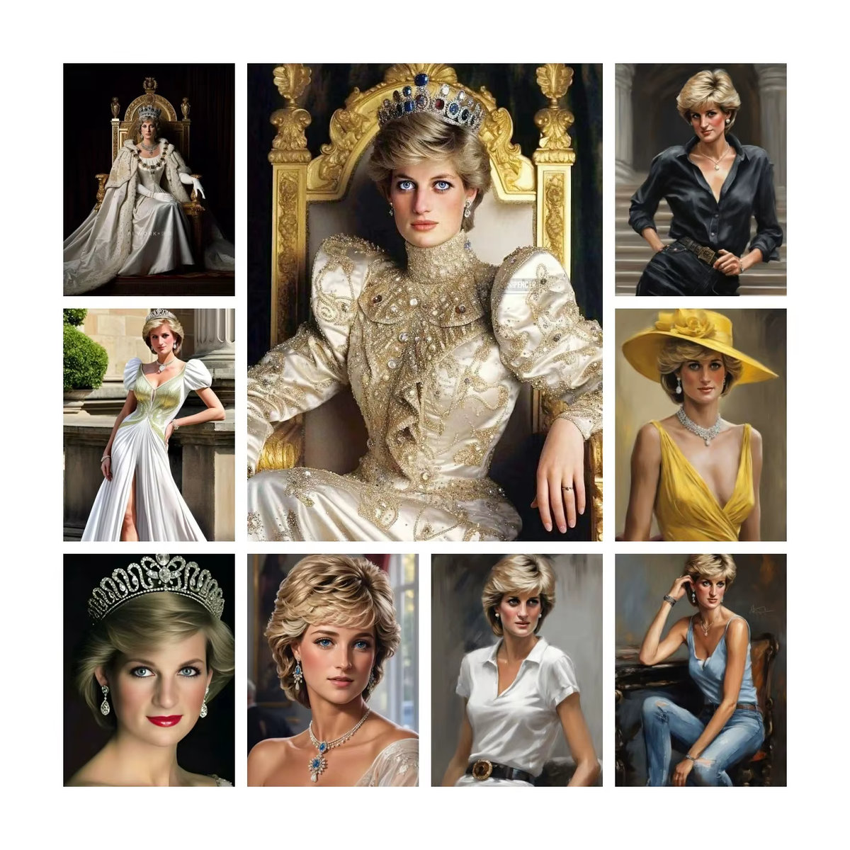 Kayou Diamant-Strass-Gemälde Prinzessin von Wales Lady Diana Spencer als Mosaik-Stickerei in Mehrfarbig, B/H: 40 x 40 cm - Bild 3