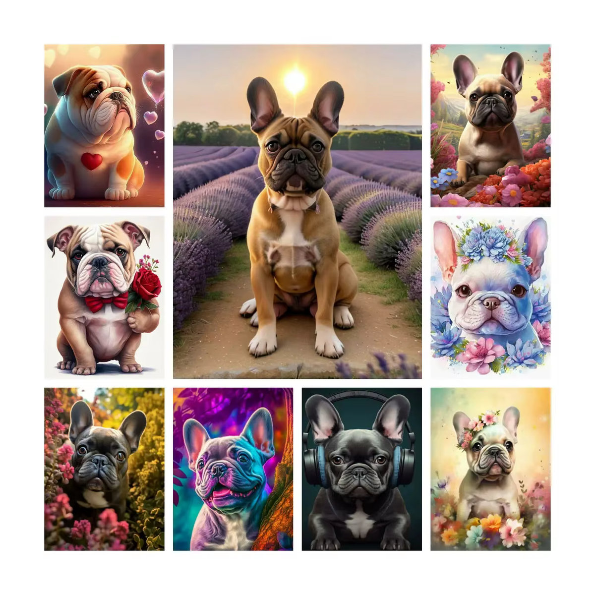 KAYOU Diamantmalerei Set mit französischem Bulldoggen Welpen als 5D DIY Kunst Mosaik Stickerei in Mehrfarbig - Bild 3