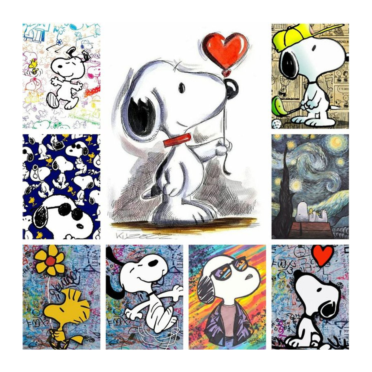 KAYOU Diamond Painting Set Snoopy Cartoon Graffiti Motiv für Kinder, mehrfarbig, rund - Bild 1