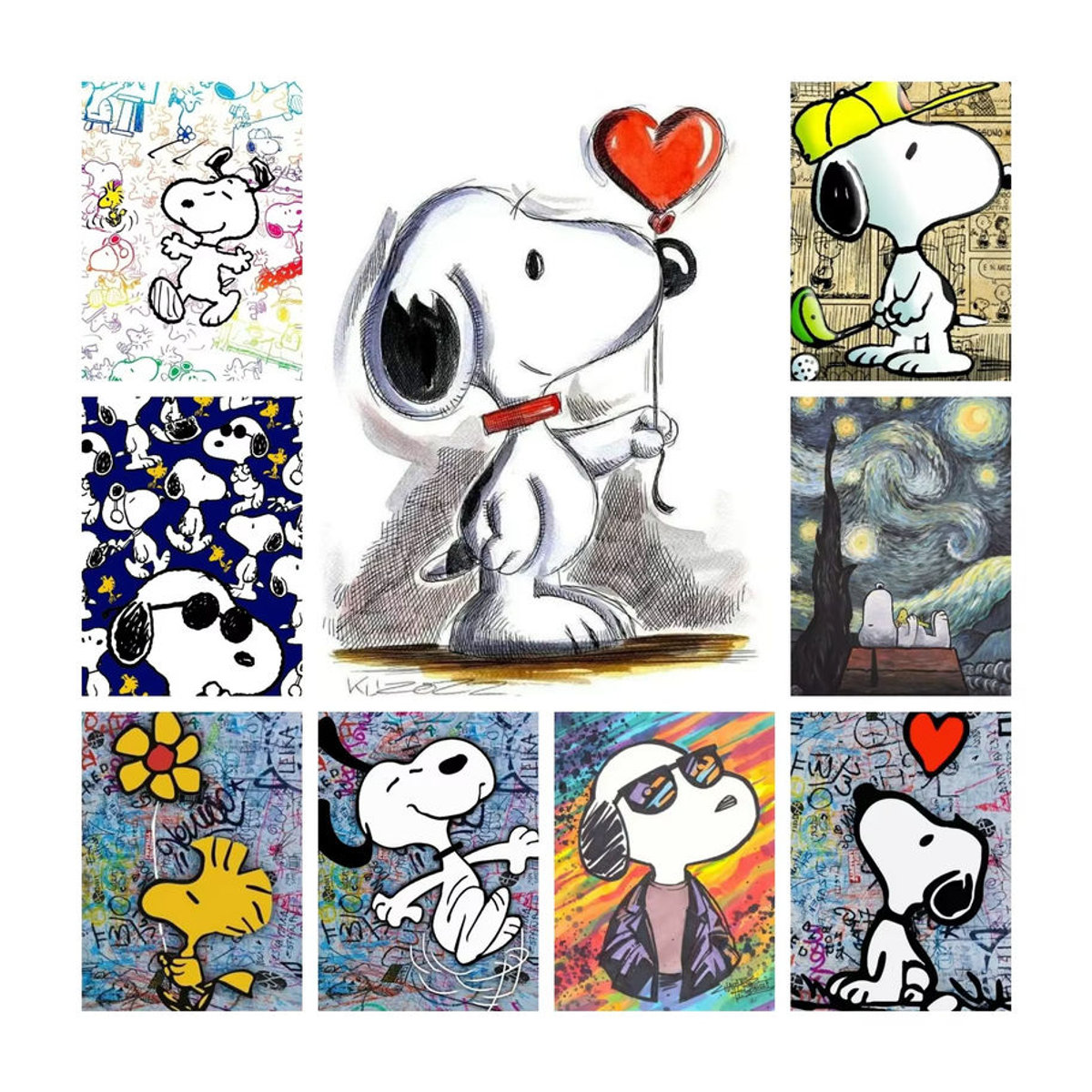KAYOU Diamond Painting Set Snoopy Cartoon Graffiti Motiv für Kinder, mehrfarbig, rund - Bild 3
