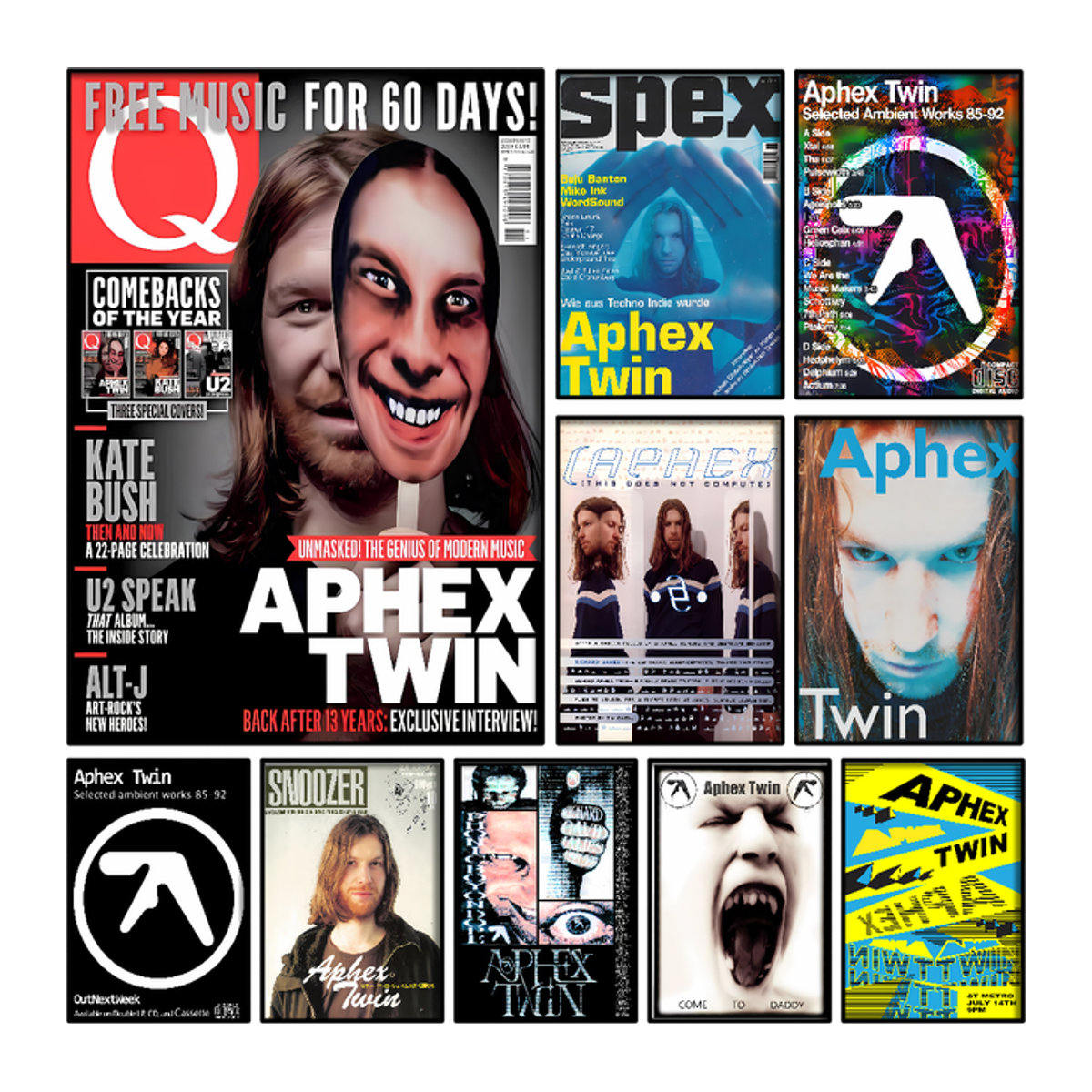 Kayou DJ A-Aphex T-Twin Poster, selbstklebender wasserfester Papieraufkleber in Mehrfarbig, moderne abstrakte Wanddekoration für dein Zimmer oder die Bar - Bild 1