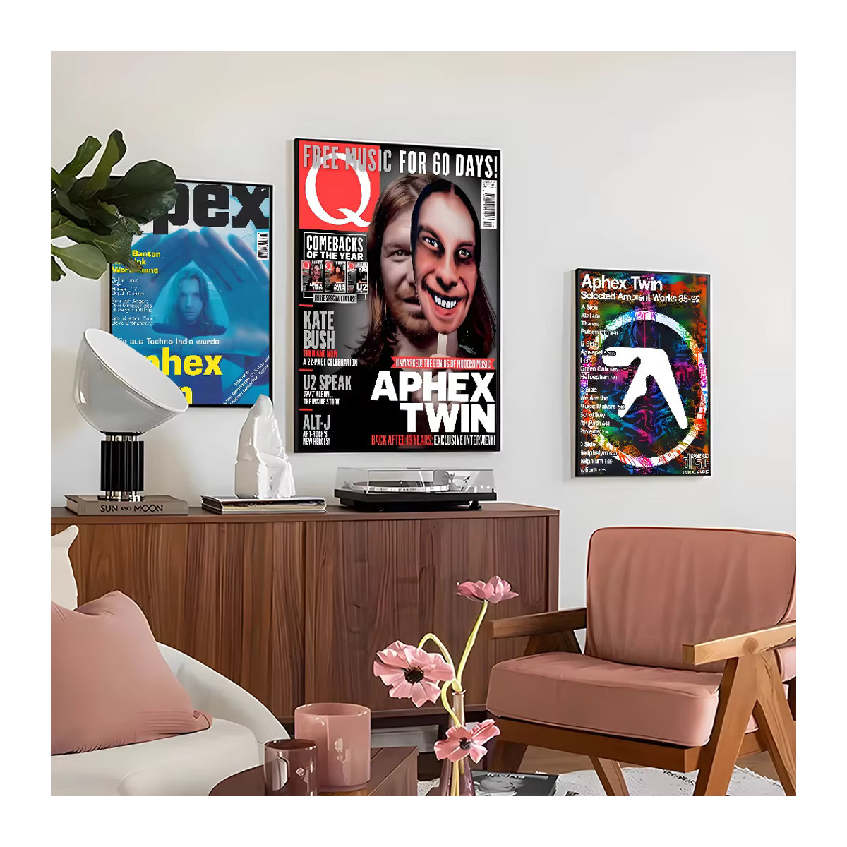 Kayou DJ A-Aphex T-Twin Poster, selbstklebender wasserfester Papieraufkleber in Mehrfarbig, moderne abstrakte Wanddekoration für dein Zimmer oder die Bar - Bild 2