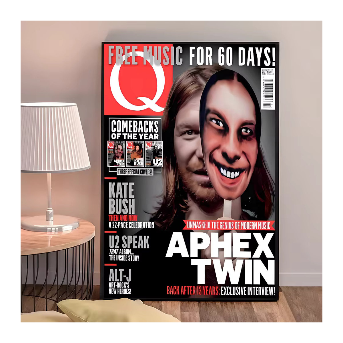 Kayou DJ A-Aphex T-Twin Poster, selbstklebender wasserfester Papieraufkleber in Mehrfarbig, moderne abstrakte Wanddekoration für dein Zimmer oder die Bar - Bild 3