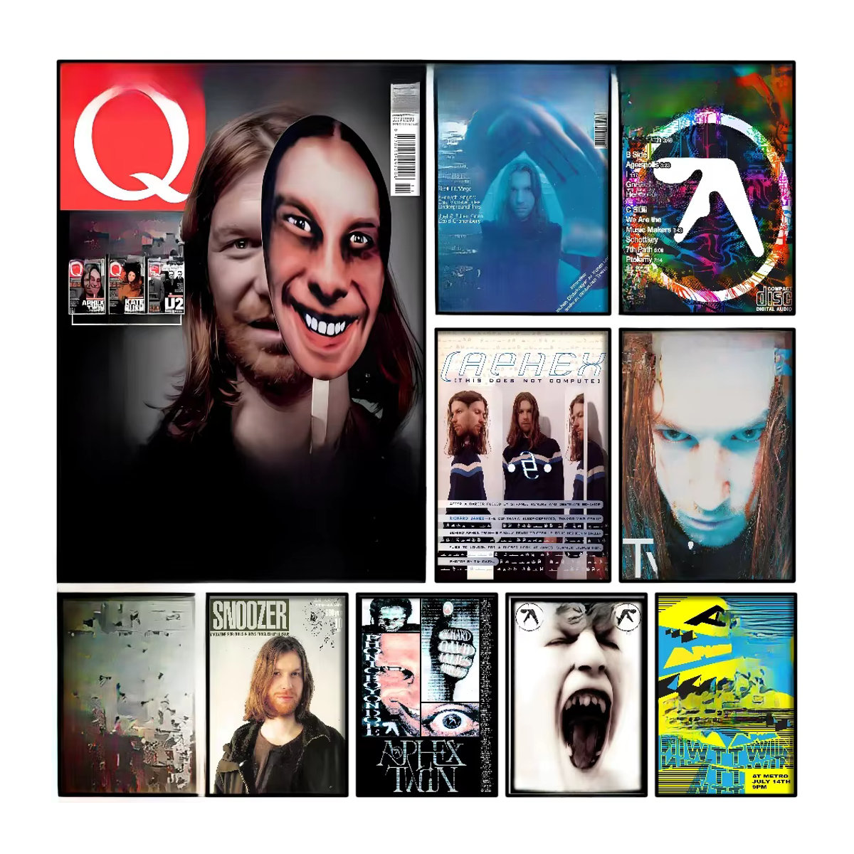 Kayou DJ A-Aphex T-Twin Poster, selbstklebender wasserfester Papieraufkleber in Mehrfarbig, moderne abstrakte Wanddekoration für dein Zimmer oder die Bar - Bild 6