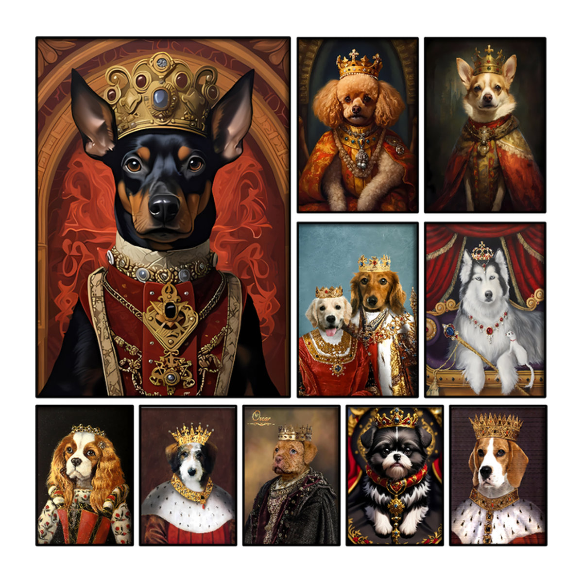 Kayou Hund König Royal Wandposter Selbstklebender Wasserdichter Papier Aufkleber in Mehrfarbig - Bild 1