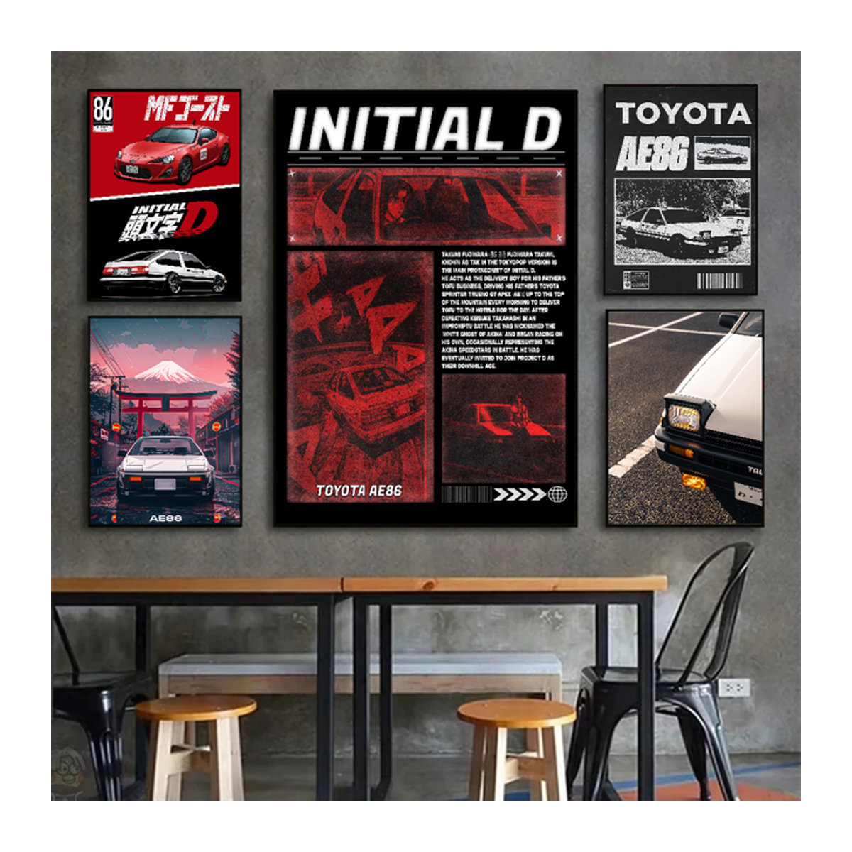 Kayou Initial D Anime Poster Wasserfester Aufkleber für Wanddekoration in Mehrfarbig - Bild 1
