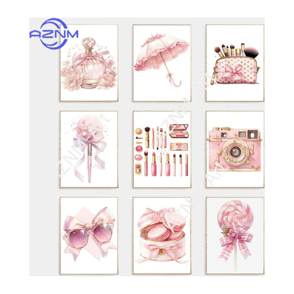 KAYOU Kunstposter Rosa Mode-Make-up und Dessert Stillleben Leinwanddruck zur Wanddekoration - Bild 1