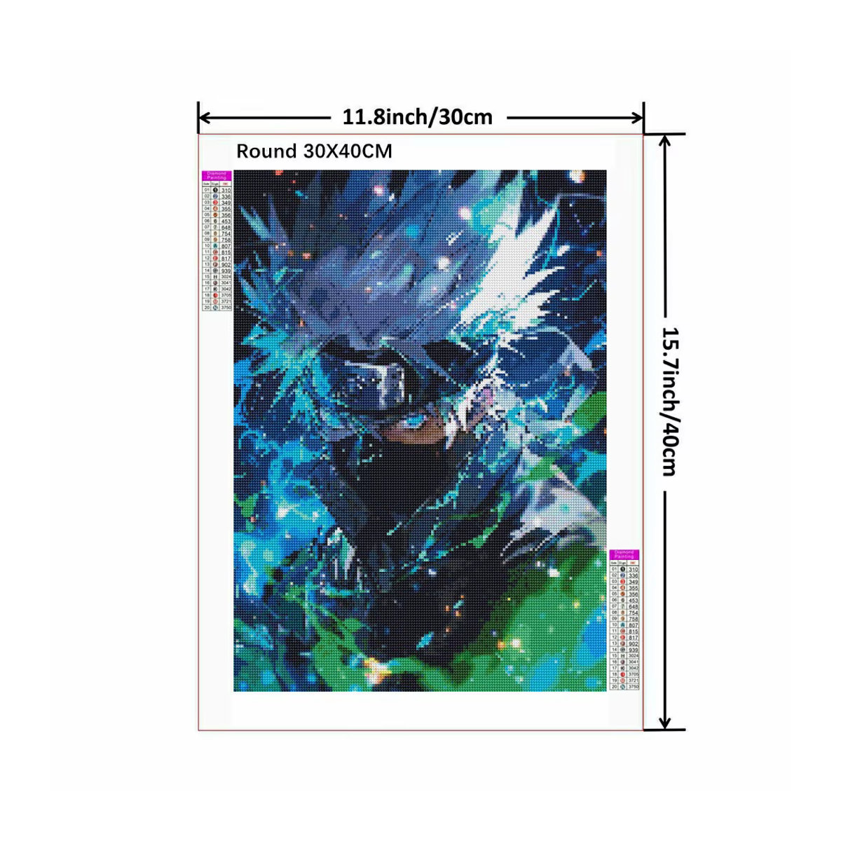 KAYOU Naruto Hatake Kakashi 5D DIY Diamantmalerei als Mosaik-Stickerei mit bunten Rundsteinen für Kinder und Hobby-Dekoration - Bild 2