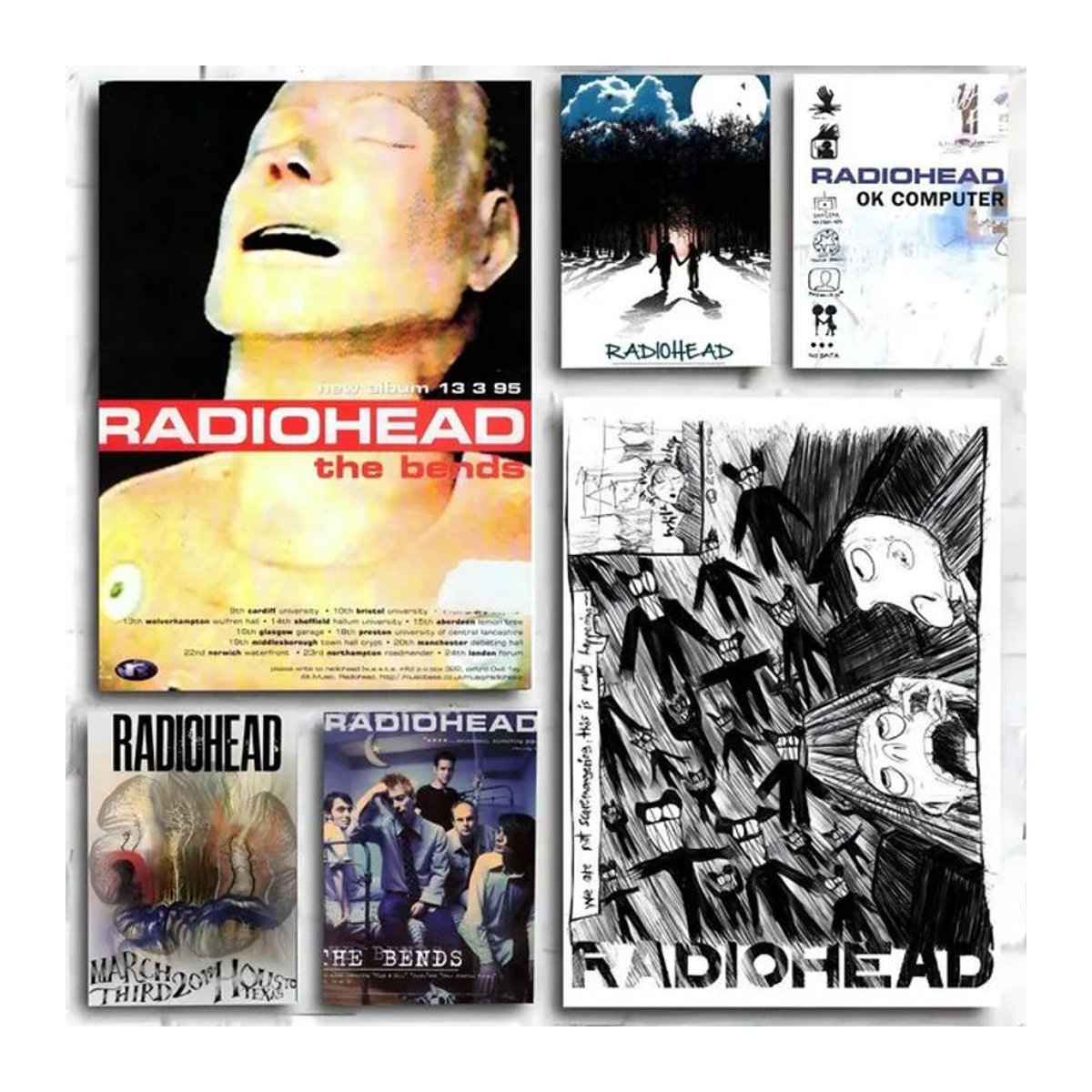 Kayou Radiohead Musikposter im skandinavischen Vintage-Stil, mehrfarbiger Kunstdruck als abstrakte Wanddekoration aus Papier - Bild 1