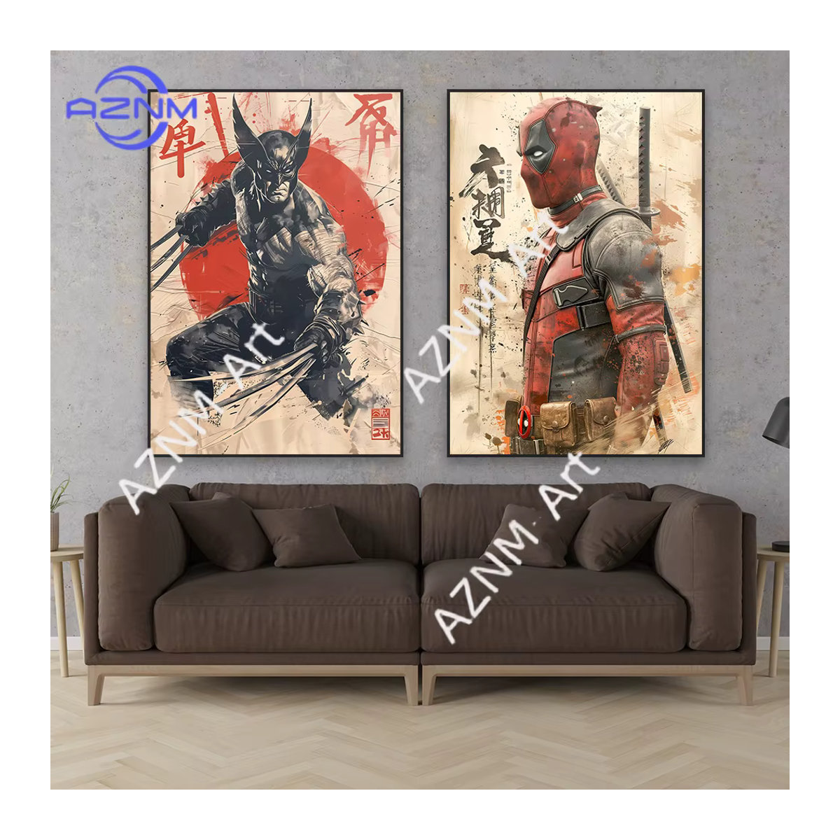 KAYOU Superheld Kunstposter Deadpool Wolverine Hulk Iron Man Spider-Man Leinwandgemälde im klassischen japanischen Stil, mehrfarbig, Hochformat, rahmenlos - Bild 2