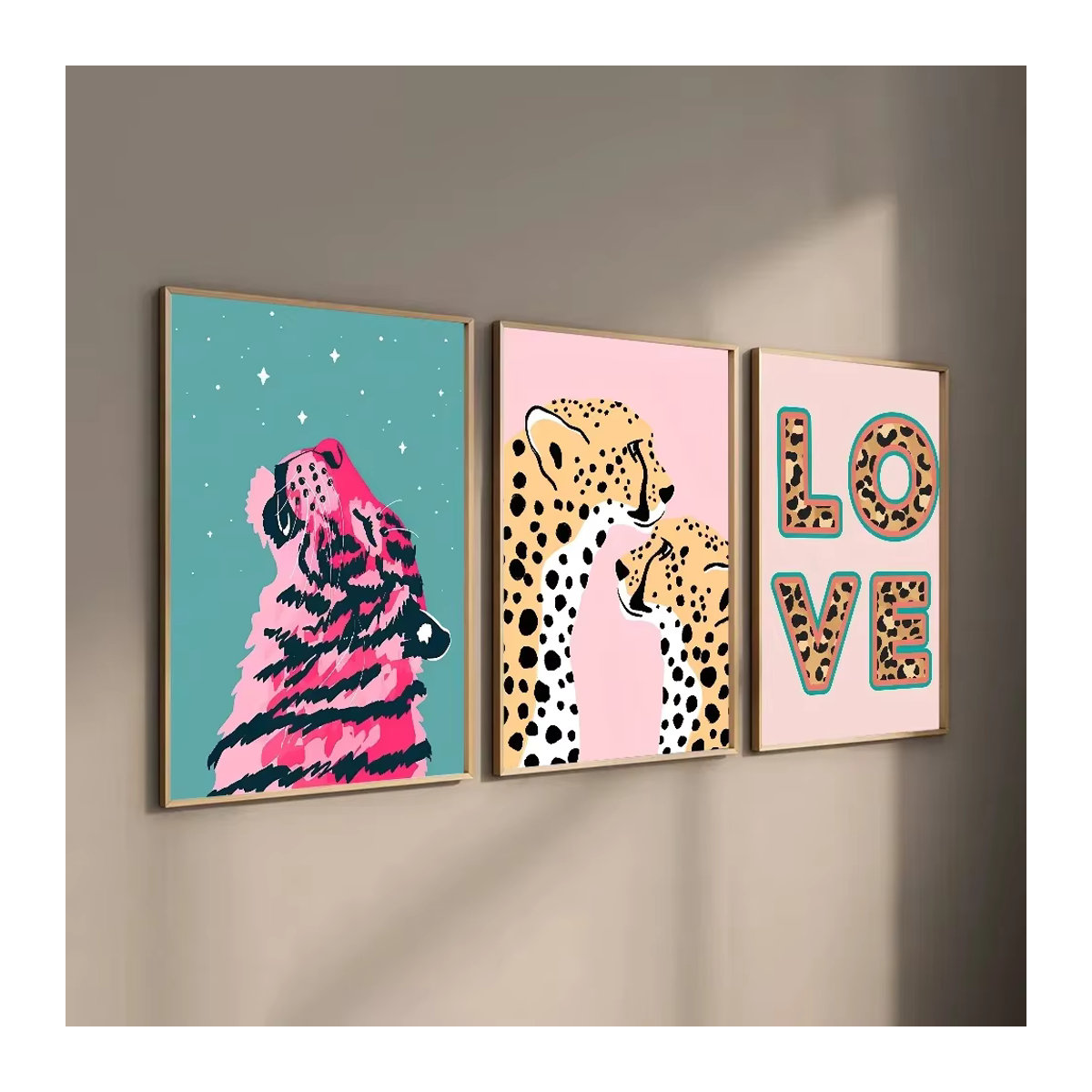 Kayou Wandposter Abstraktes Tiger-Leopard-Mädchen mit Regenbogen, selbstklebender wasserfester Papieraufkleber zur Wanddekoration - Bild 2