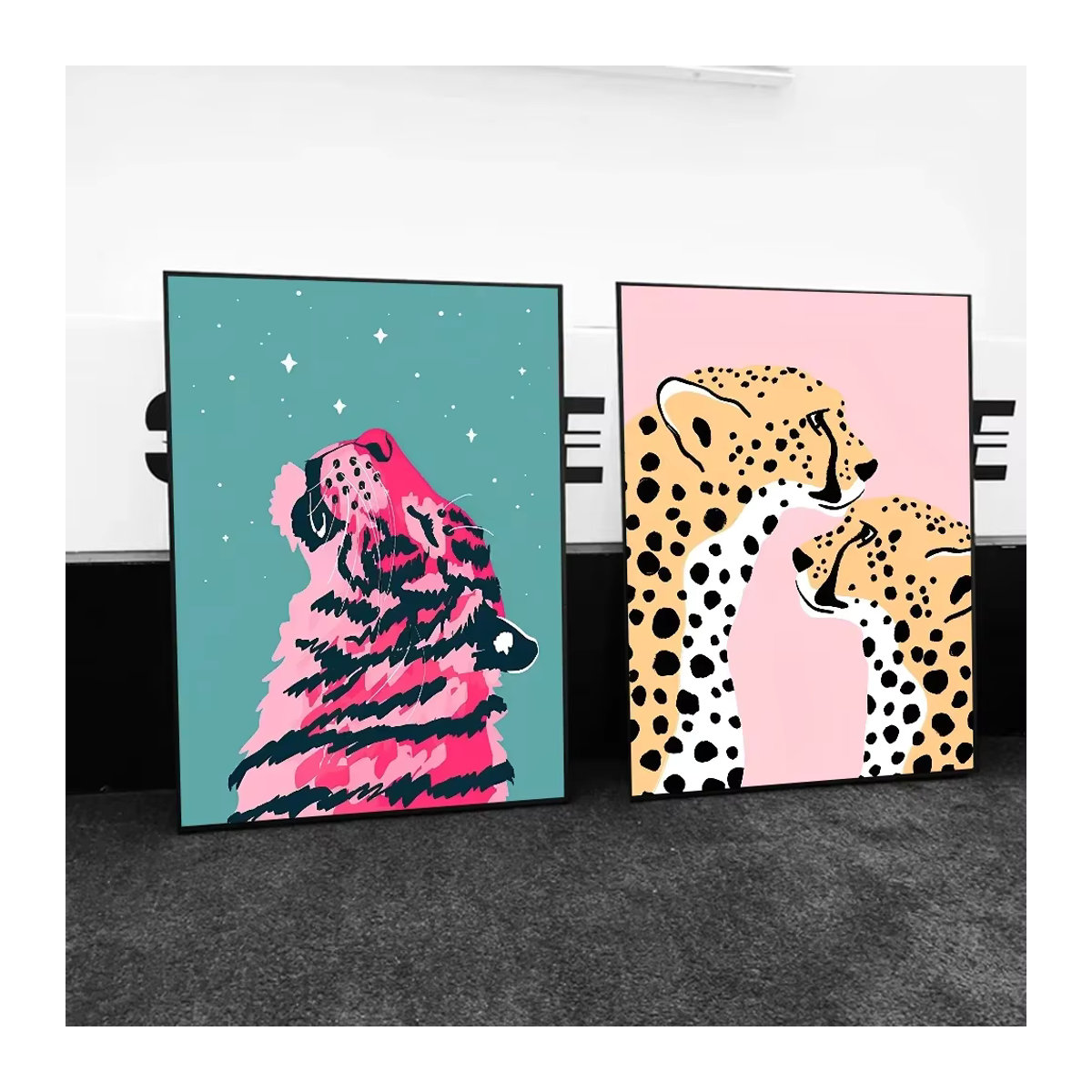 Kayou Wandposter Abstraktes Tiger-Leopard-Mädchen mit Regenbogen, selbstklebender wasserfester Papieraufkleber zur Wanddekoration - Bild 3