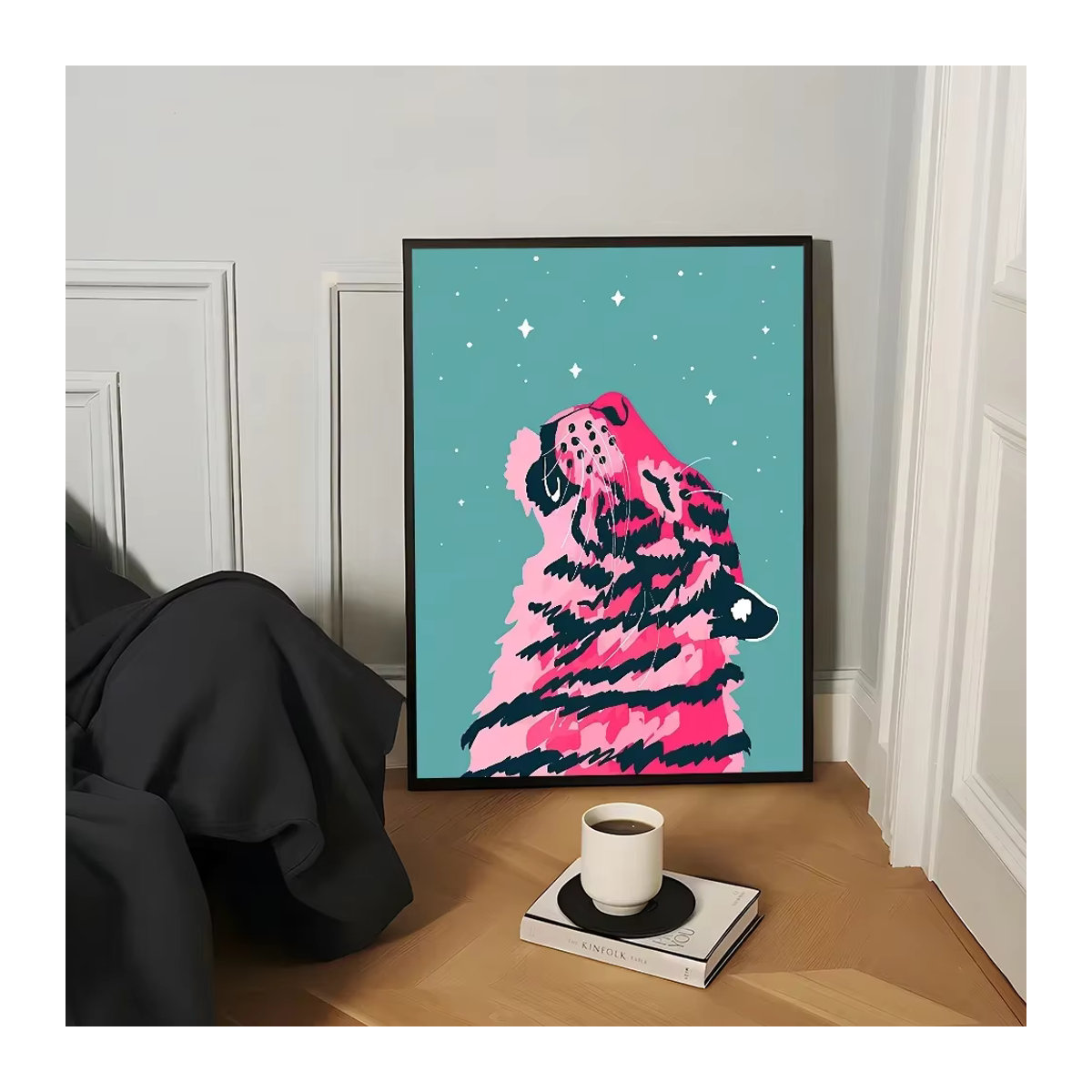 Kayou Wandposter Abstraktes Tiger-Leopard-Mädchen mit Regenbogen, selbstklebender wasserfester Papieraufkleber zur Wanddekoration - Bild 4